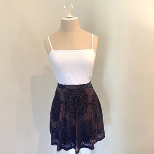 LA Hearts Purple Velvet Flare Mini Skirt